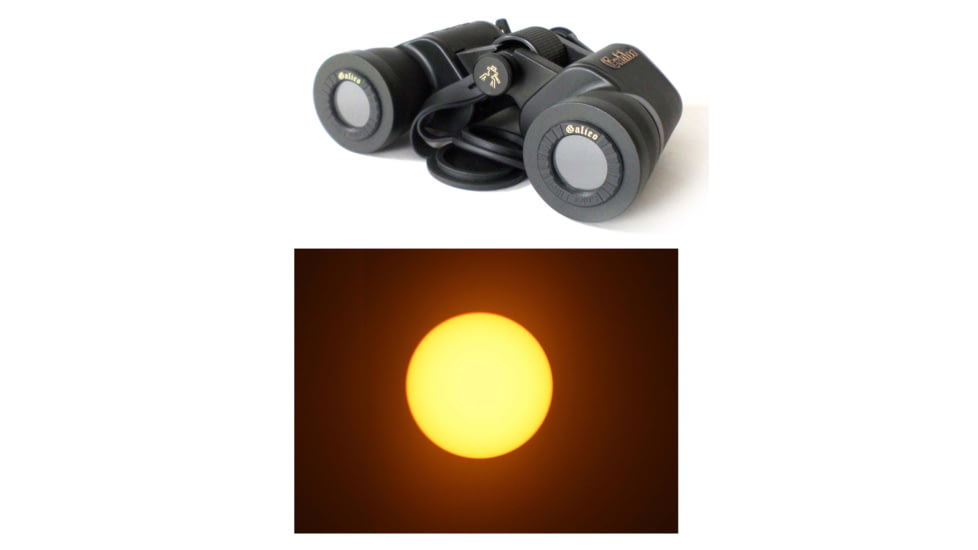 Galileo 16 x 50mm Porro Prism Binoculars w/ Solar Filter Caps, Black, G-1650SF