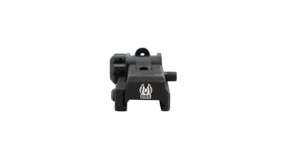 GG&amp;G Spring Actuated A2 Top Mounted Deployable Rear Sight w/Trijicon Tritium A2 Aperture, Black, GGG-1005SAT