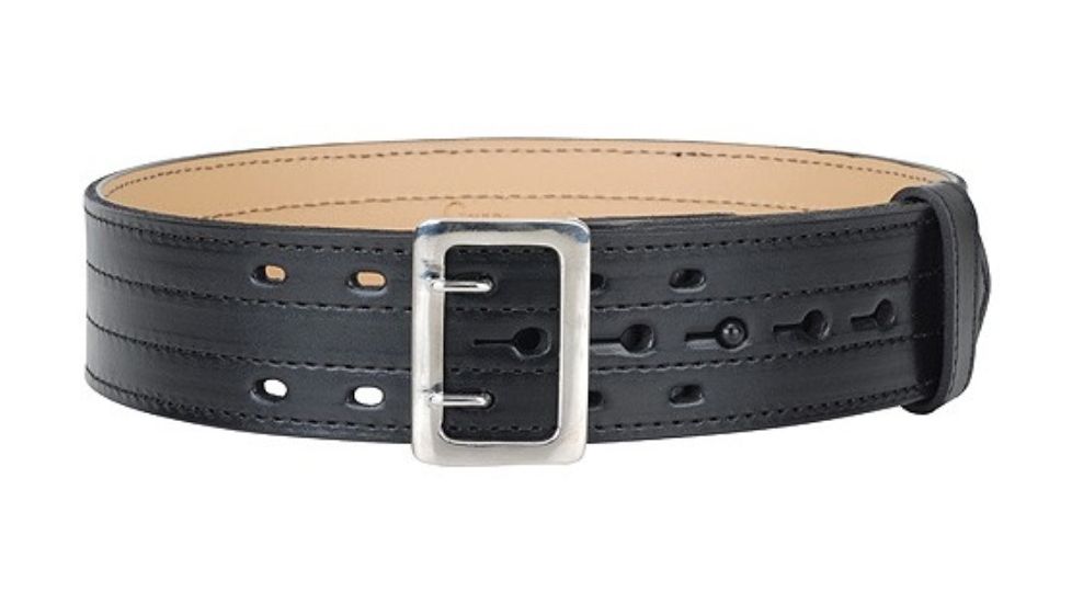 Gould &amp; Goodrich K-Force Lined Duty Belt, 4 Row Stitched, 36, Nickel, Hi-Gloss, H59-36C4R