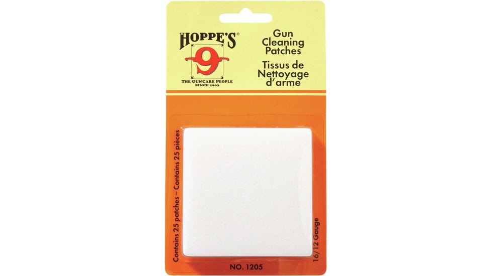 Hoppes 9 No. 5 Gun 16 to 12 Ga. Gun Cleaning Patches - 25 per pack