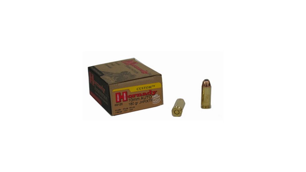 Hornady Custom 10mm Auto 180 grain eXtreme Terminal Performance Brass Cased Centerfire Pistol Ammo, 20 Rounds, 9126