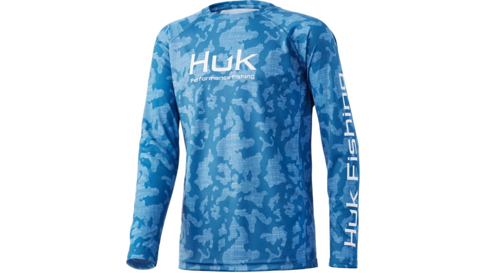 HUK Performance Fishing Running Lakes Pursuit L/S Shirt - Kids, Titanium Blue, YS, H7120065-428-YS