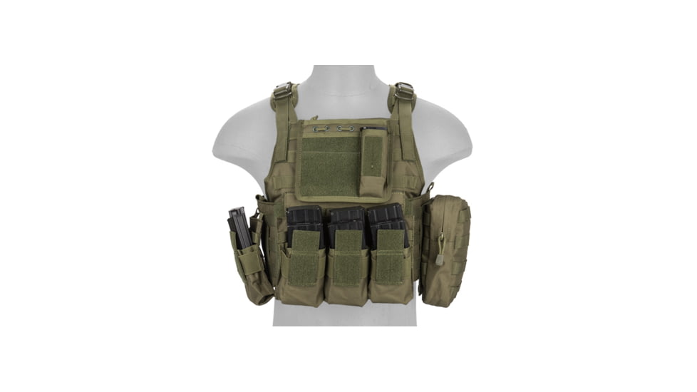 Lancer Tactical Tactical Assault Plate Carrier Vest, Olive Drab, CA-305GN