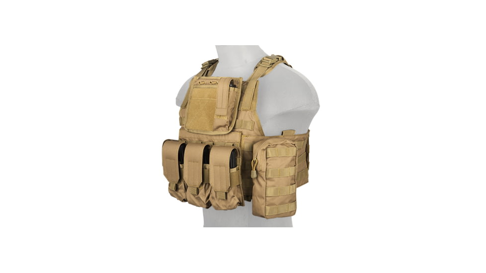 Lancer Tactical Tactical Assault Plate Carrier Vest, Tan, CA-305TN