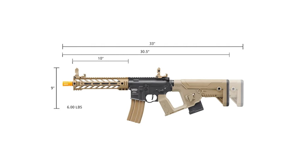 Lancer Tactical Two-Tone Enforcer Battle Hawk Airsoft AEG w/ Alpha Stock, Black/Tan, LT-34XB10-G2-ME