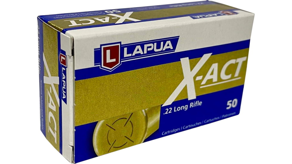 Lapua X-ACT .22 Long Rifle 40 Grain grain LRN Brass Cased Rimfire Ammunition, 50 Rounds, 420161