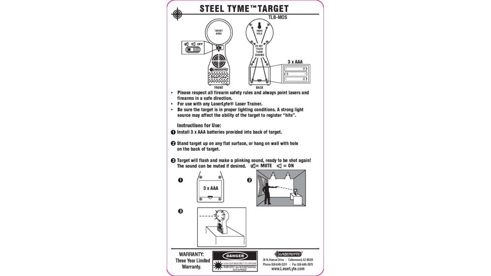 LaserLyte Trainer Target Steel Tyme Kit, TLB-LMS