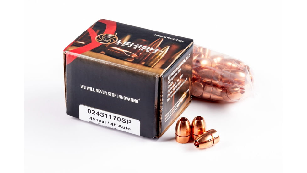 Lehigh Defense Controlled Fracturing .451 Caliber 170 Grain Hollow Point Centerfire Pistol Bullets, 50 Rounds, 02451170SP