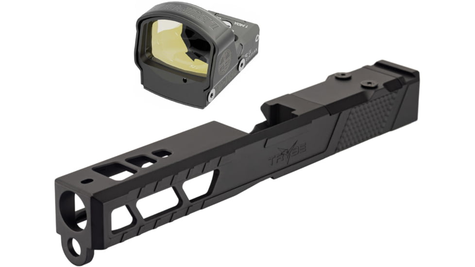 Leupold DeltaPoint Pro 6 MOA Dot Red Dot Sight, Matte Black and TRYBE Defense Pistol Slide, Glock 17, Gen 3, DeltaPoint Pro Cut, Version 2, Black Cerakote