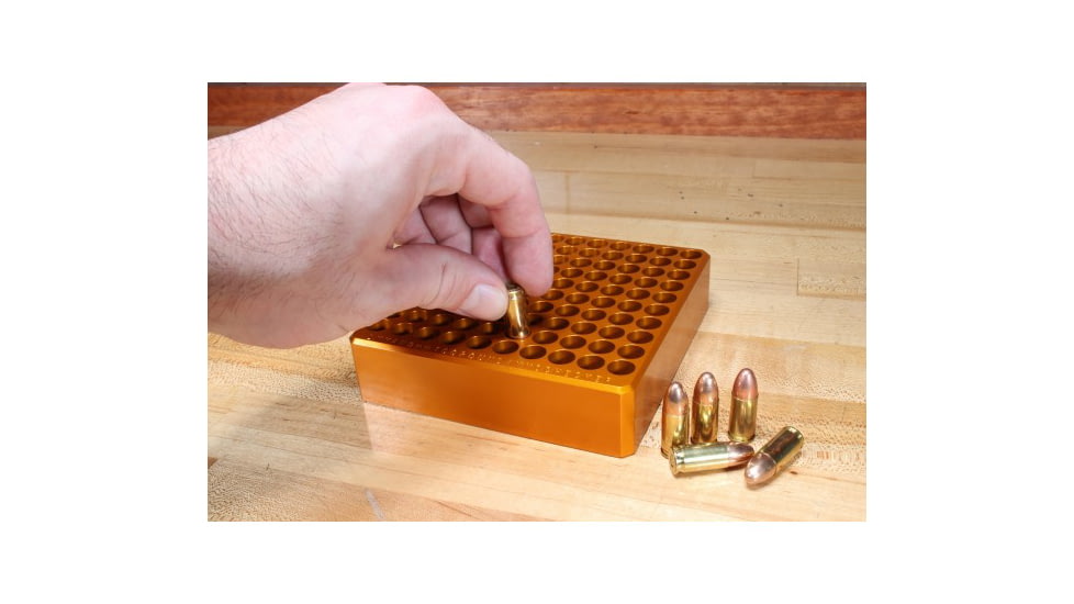 Lyman Ammo Checker Block, 9mm, 100 Hole, Brown, 7833036