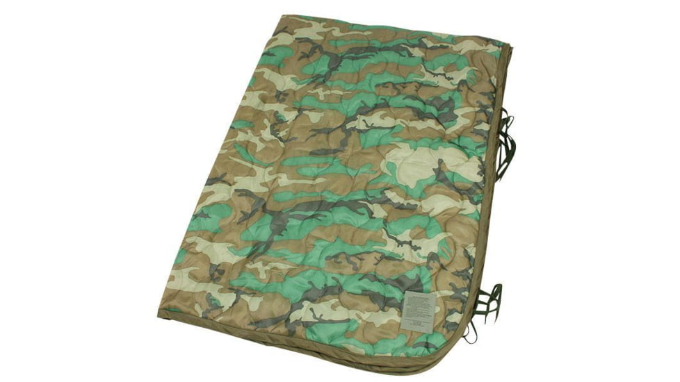 Military Surplus Genuine GI Poncho Liner, Woodland Camo, 62 x 82in, GIWDLPLN