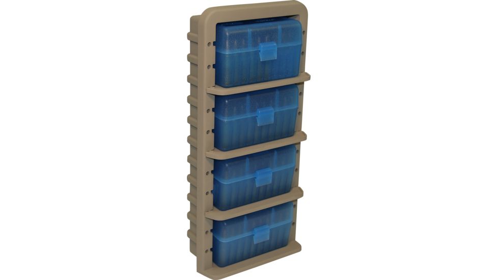 MTM Ammo Rack w 4 RS-50-24 Ammo boxes, Dark Earth/Clear Blue, ARRS