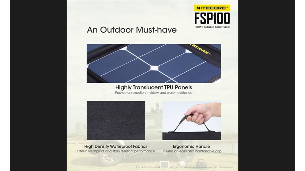 Nitecore FSP100 100 Foldable Solar Panel, Black, 6952506493821