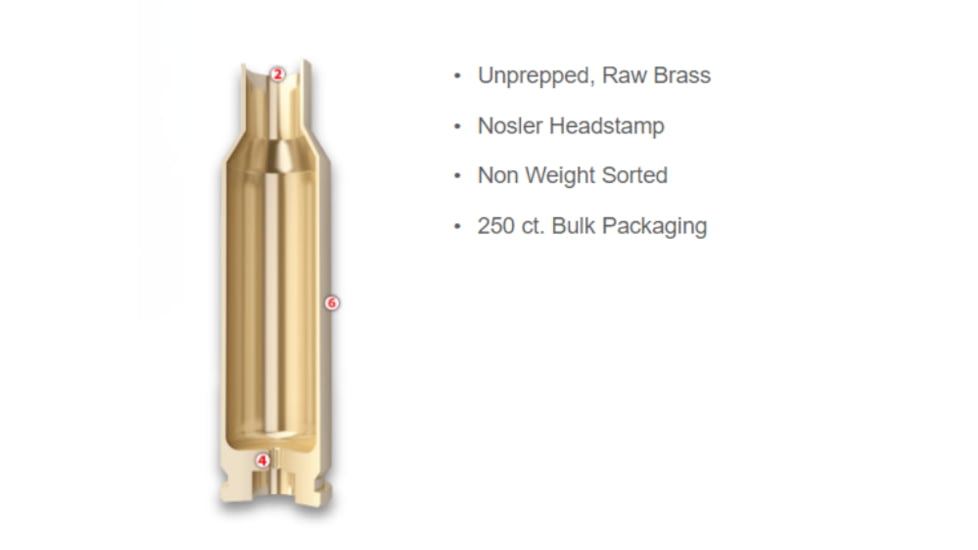 Nosler Bulk Rifle Brass .22 Hornet, 250ct, 10066