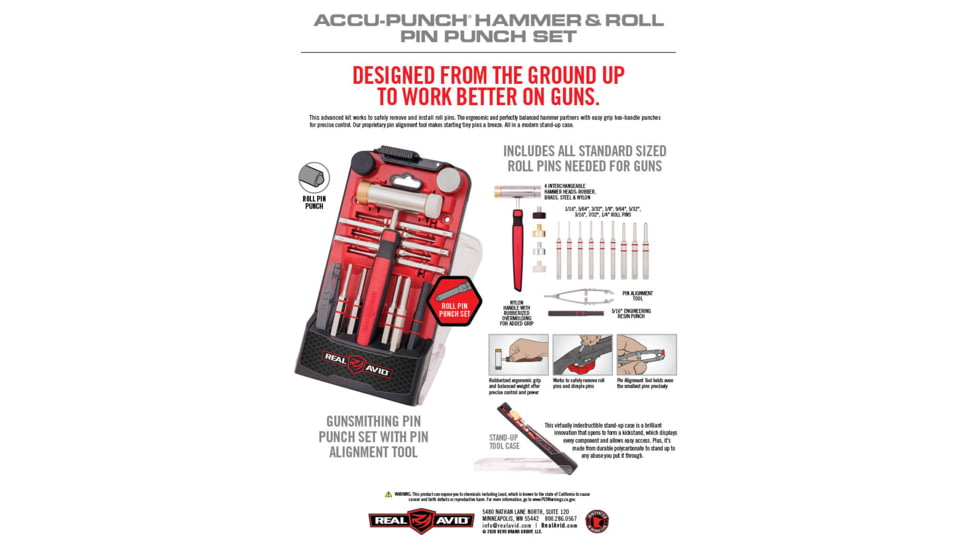 Real Avid Accu-Punch Hammer and Gunsmithing Roll Pin Punch Set, AVHPS-RP