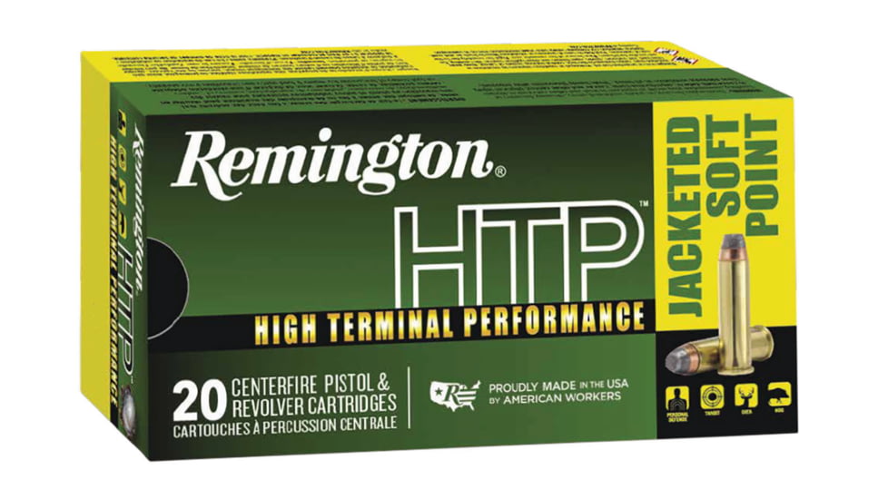 Remington 41 Remington Magnum HTP  210 Grain Jacketed Soft Point Centerfire Pistol Ammo, 20 Rounds, 23000