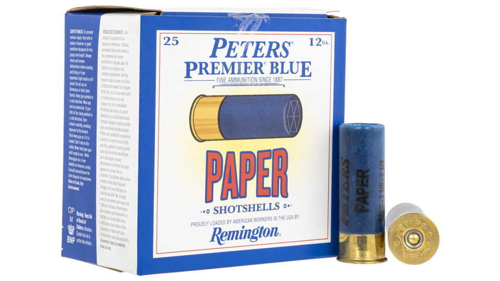 Remington Peters Paper 12 Gauge 1.125 oz 2.75in Shotgun Ammo, 8 Shot, 25 Rounds, 28746