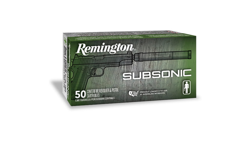 Remington Subsonic .45 ACP 230 grain Flat Nose Enclosed Base Centerfire Pistol Ammo, 50 Rounds, 28428