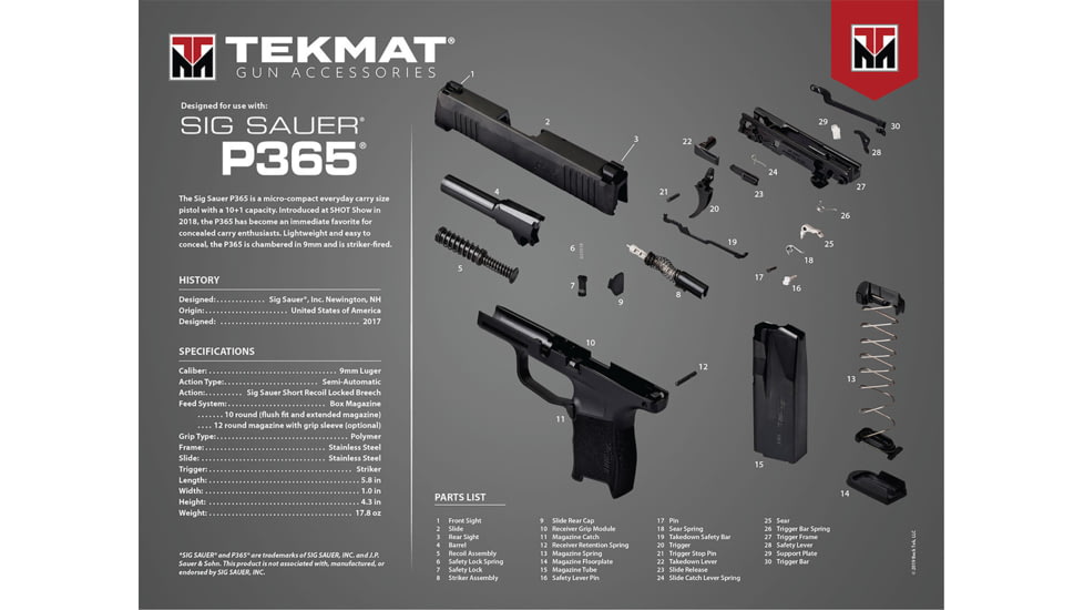 TekMat TEKR20SIGP365 Sig Sauer P365 Ultra 20 Cleaning Mat