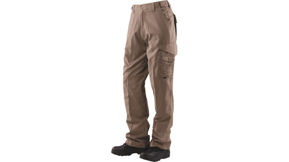 TRU-SPEC 24-7 Series Tactical Teflon Pants - Mens, PolyCotton Ripstop, Coyote, Unhemmed, Waist 28 in, Inseam 37 in, 1063082