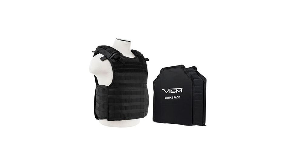 Vism 2964 Series Quick Release Plate Carrier includes two of the Larger BSC1114 Soft Ballistic Panels, Black BSLCVPCVQR2964B-A