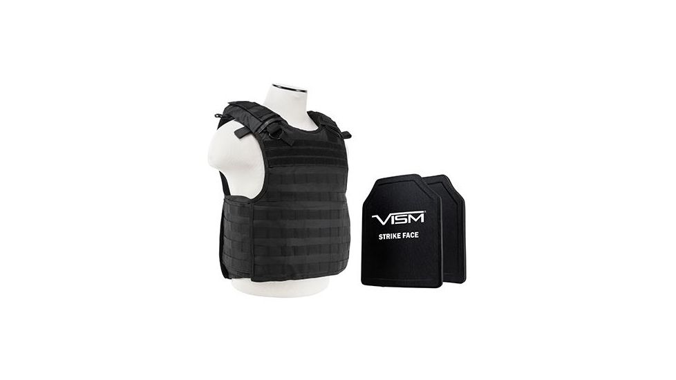 Vism 2964 Series Quick Release Plate Carrier includes two BPC1012 PE Ballistic Hard Plates, Black BPCVPCVQR2964B-A