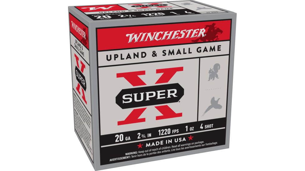 Winchester Super-X Shotshell 20 Gauge 1 oz 2.75in Centerfire Shotgun Ammo, 25 Rounds, X204