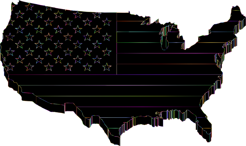 America Flag Map Perspective Outline Chromatic