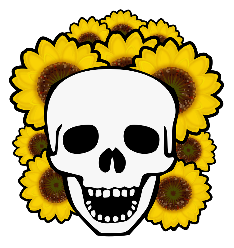 Skull with Sunflowers