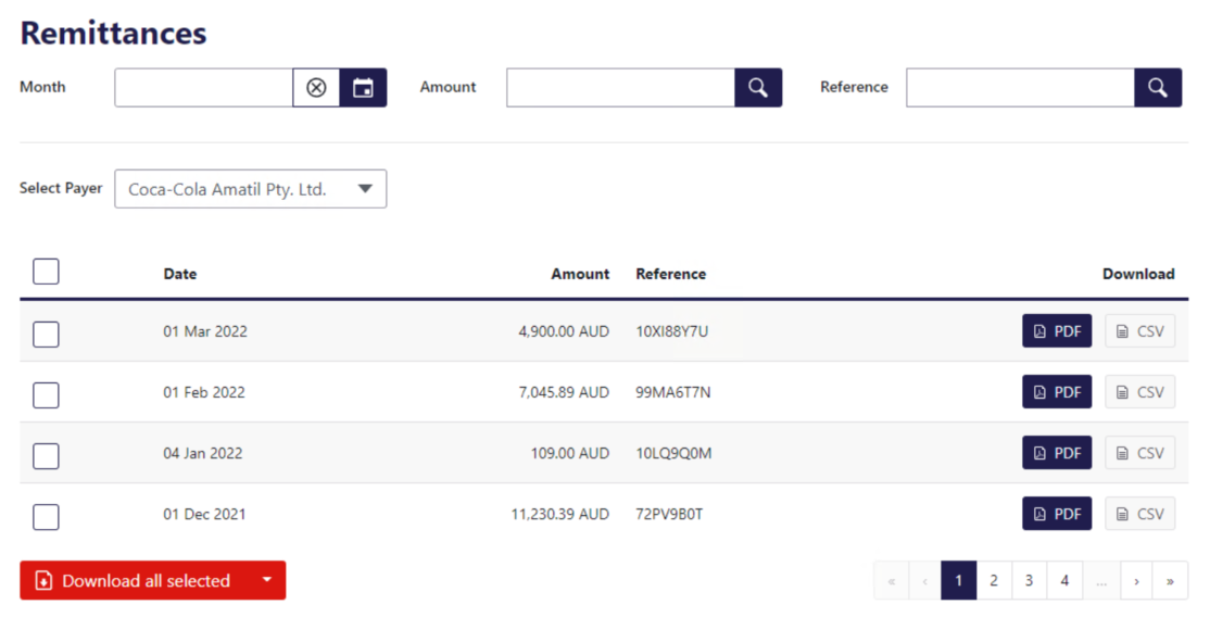 Payee Portal Dashboard