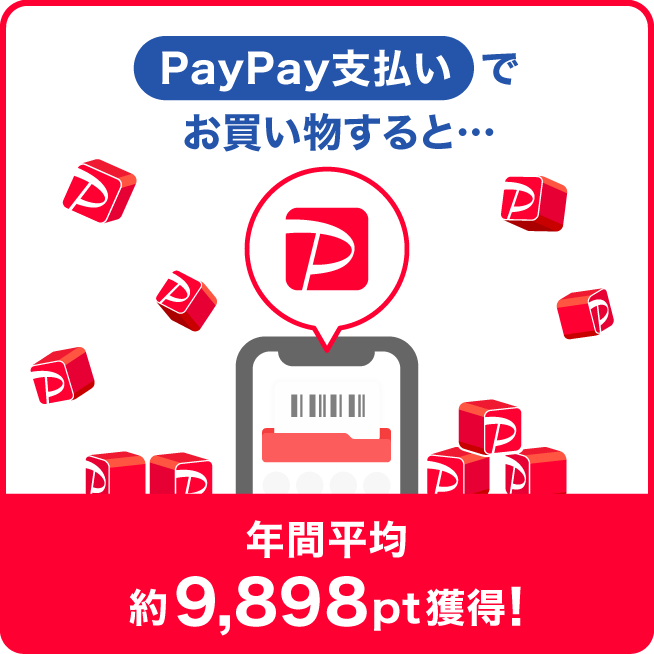 PayPay支払いでお買い物すると…年間平均約9,898pt獲得！