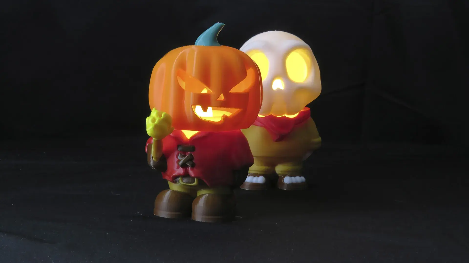 LED CANDLE HOLDER PUMPKIN AND SKULL