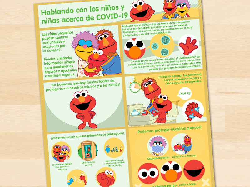 Elmo, Mae, y Louie hablando sobre COVID-19