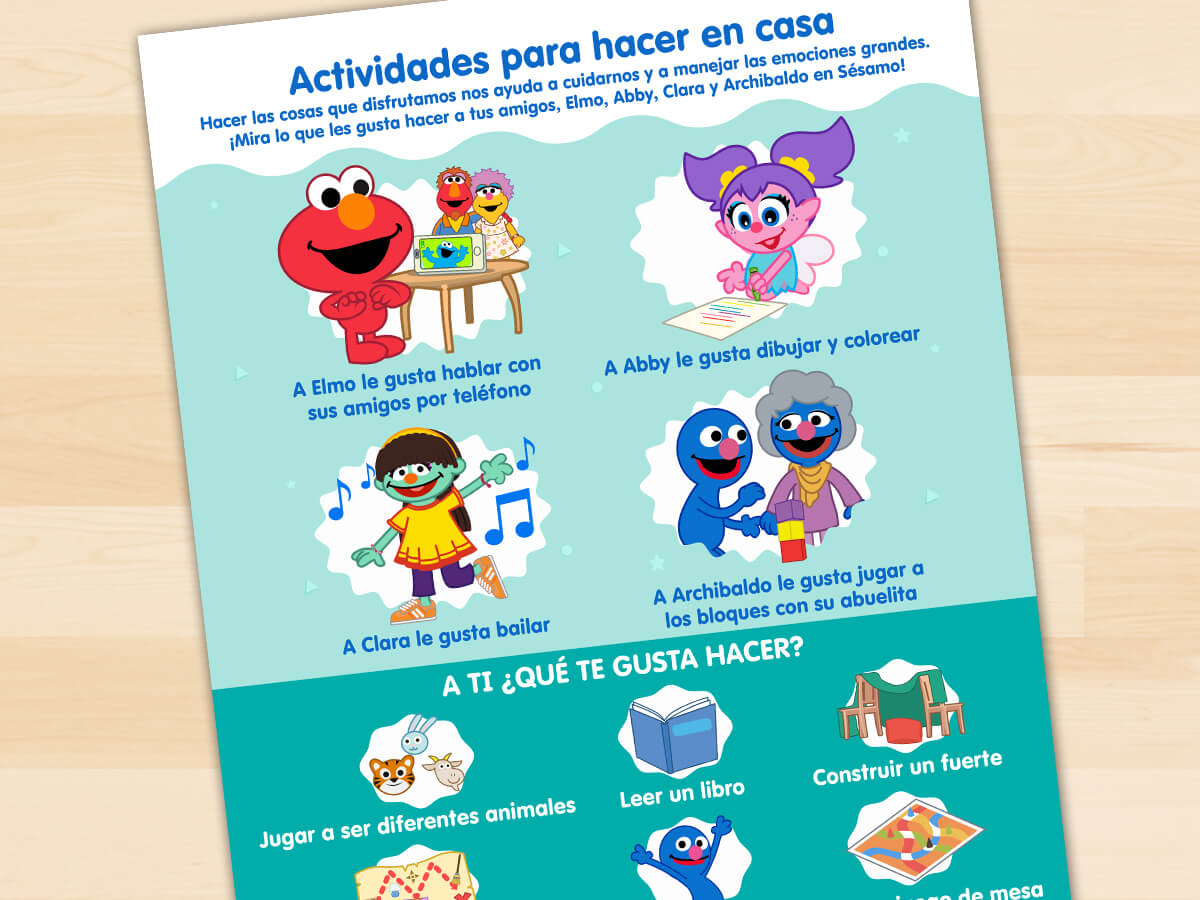 Elmo y sus amigos hagan actividades en casa