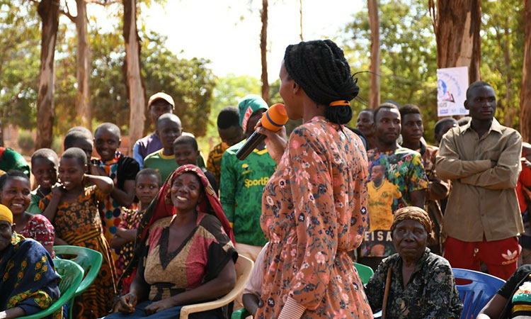 Woman leading meeting