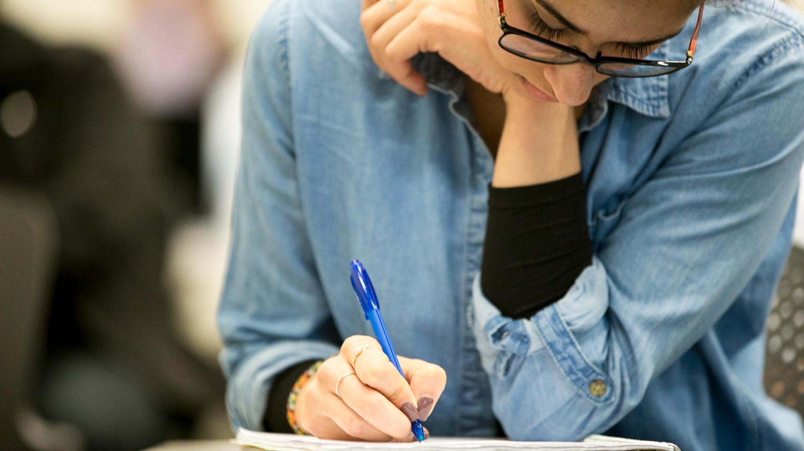 Student filling out an application