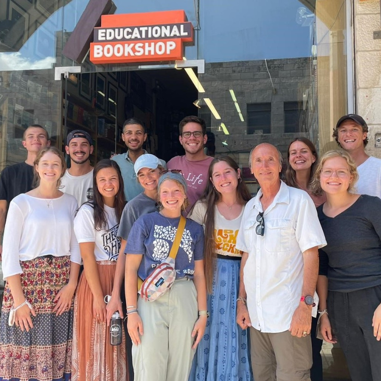 Semester in Jerusalem group at an education bookstore