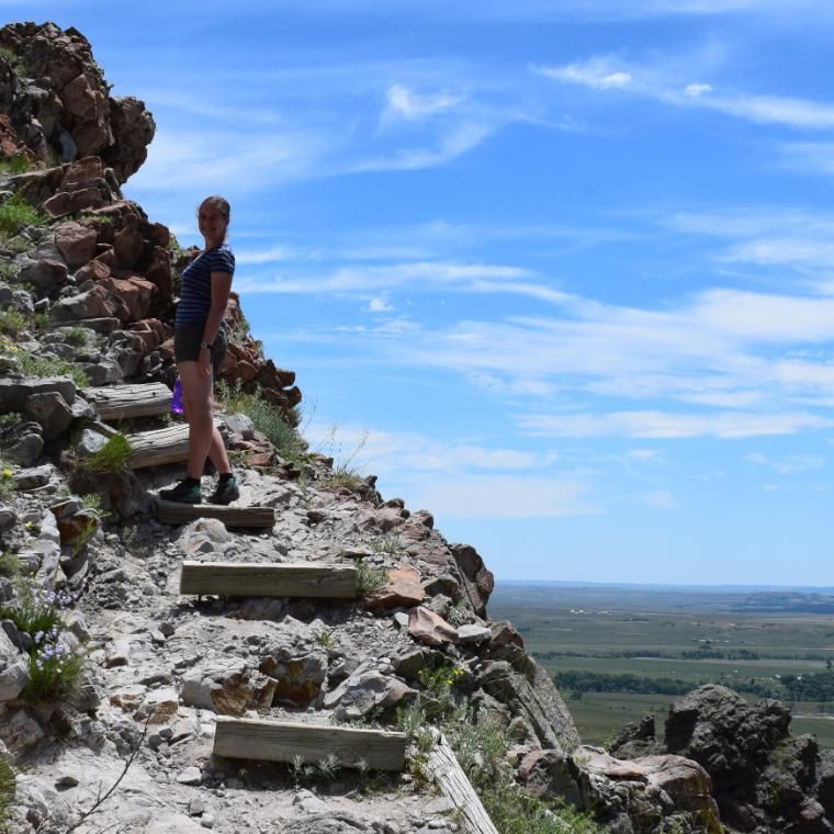 Student on Bear Butte Wheaton in the Black Hills