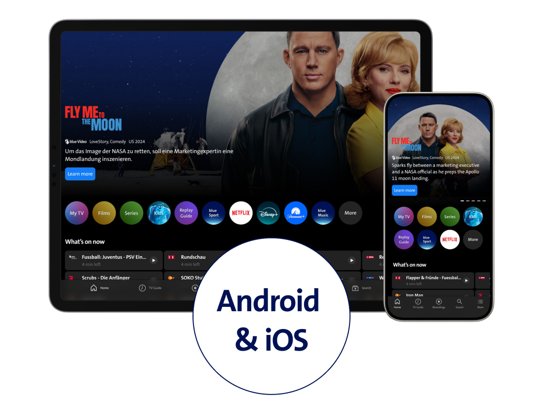 Swisscom blue TV on smartphone and tablet (Android & iOS)