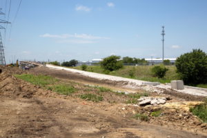 TEXRail track construction of UPRR Overpass in Haltom City, Texas