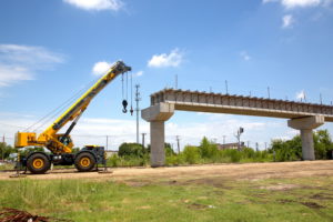 TEXRail track construction of UPRR Overpass in Haltom City, Texas