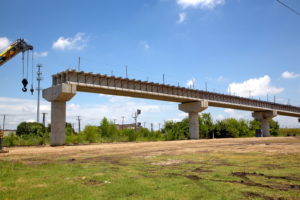 TEXRail track construction of UPRR Overpass in Haltom City, Texas