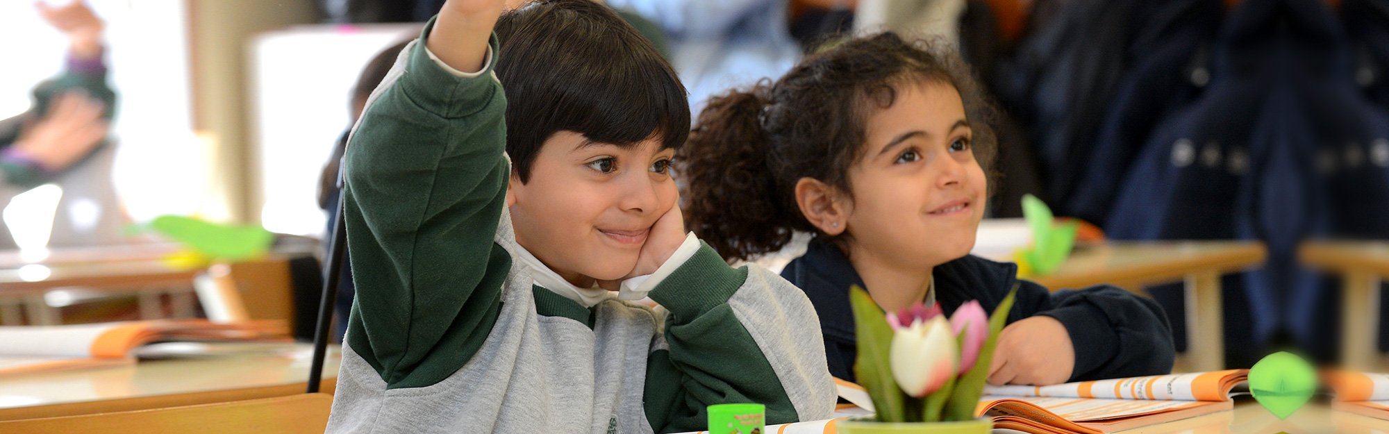 Boy and girl in class