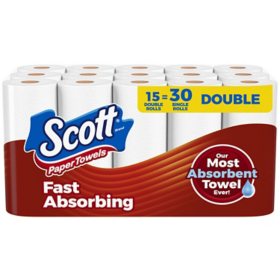 Scott Choose-A-Sheet Double Roll 1-Ply Paper Towels 15 rolls, 100 sheets/roll