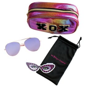 Betsey Johnson BE306 Aviator Sunglasses Gift Set