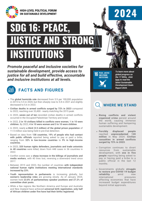 SDG 16 Factsheet 2024