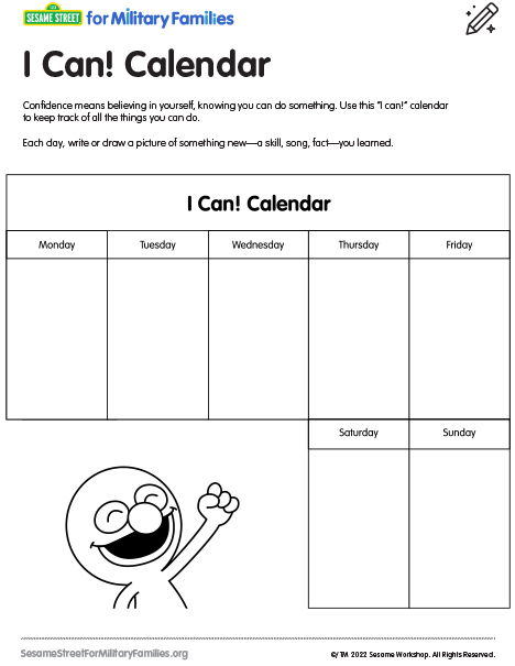 link to download the PDF: I Can! Calendar