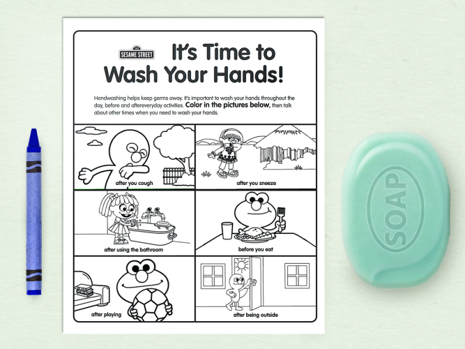 Time to Wash Your Hands! coloring page.