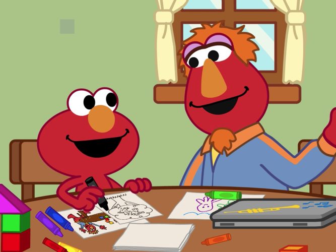 Elmo and his dad Louie coloring.