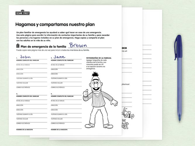 Emergency plan Spanish Printable